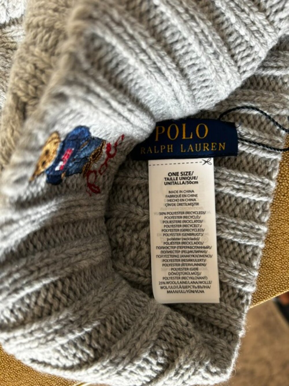 Polo Ralph Lauren Polo Bear Cable-Knit Beanie Hat NWT - Picture 2 of 3